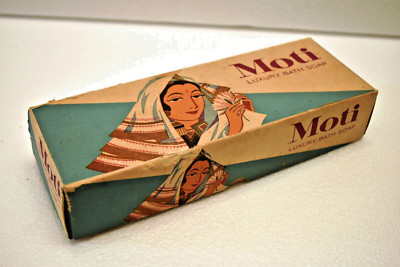 Vintage Moti Luxury Bath Soap Box Tata Product India Retro Advertising Collectib