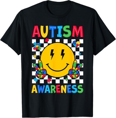 Autism Awareness Autism Squad Support Smile Face Women Men T-Shirt Hoodie
