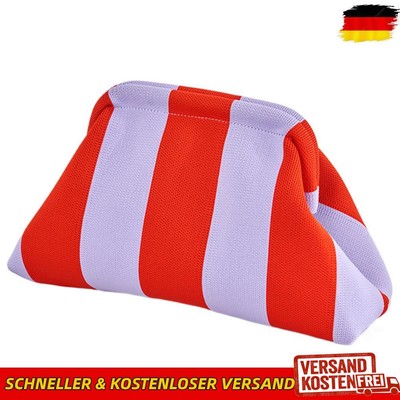 Gestrickte Damen-Clutch-Geldbörse, kleine gestreifte Handtasche, gewebte Tasche 