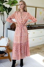 Emerson Fry India Collection Frances Dress Maxi Gigi Print Long Sleeve Maxi S