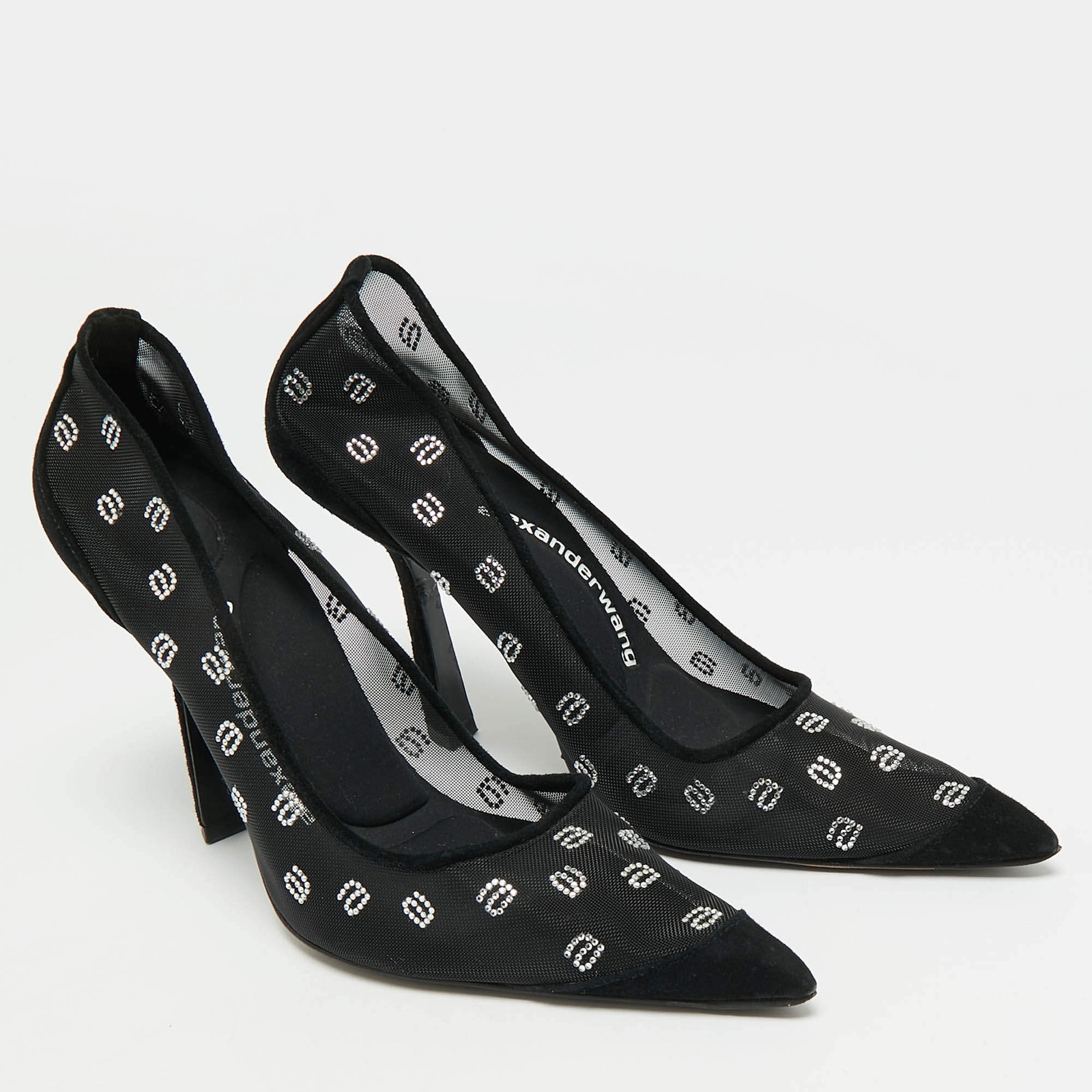 Alexander Wang Delphine Size 38 Black Net and Suede Pumps image 4