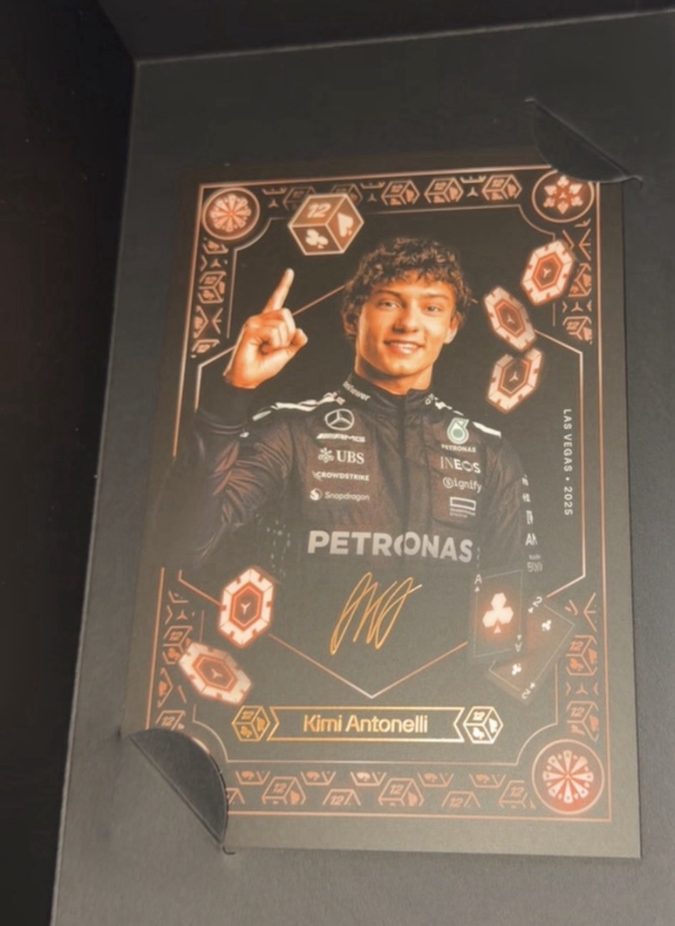 Mercedes adidas Kimi Antonelli Las Vegas 2025 Cap Mini Helmet Card Formula 1 thumbnail 2