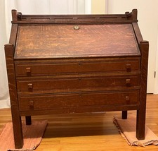 Antique Desk - Drop front Mission Style Quarter Sawn Oak by Cron-Kills Co. on The Hot Collector