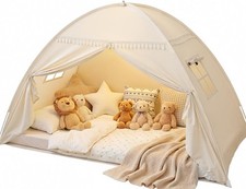 Toddler bed Tent Canopy: Lights  Flags Indoor Floor Twin Bed Kids Tent Play ...