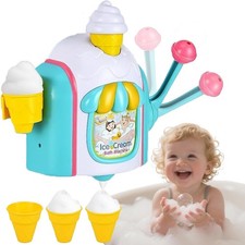 Ice Cream Bubble Bath Machine Toy for Toddlers 1-5, Perfect Shower