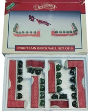 Lemax Vtg Christmas Village Dickensvale Porcelain Brick Wall Set of 6 1992 