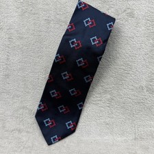 Brooks Brothers 346 Necktie Mens OS Navy Blue Geometric Silk Made in USA