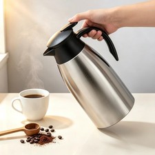 Double Wall Vacuum Insulated Coffee Carafe 68oz Stainless Steel One-Touch Pour