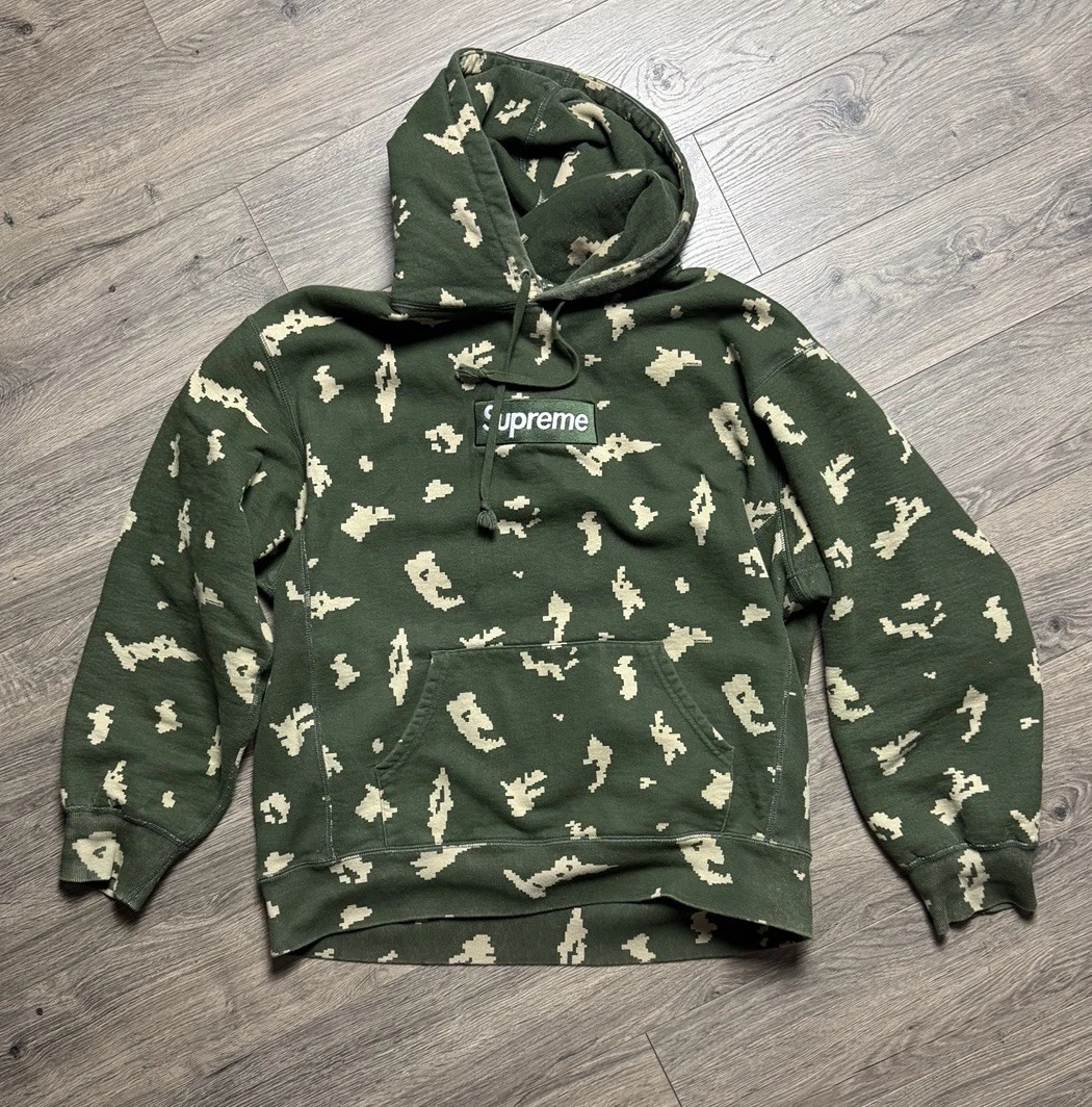 SWEATSHIRT À CAPUCHE LOGO BOÎTE SUPRÊME CAMOUFLAGE RUSSE GRAND VERT KLMK 2021