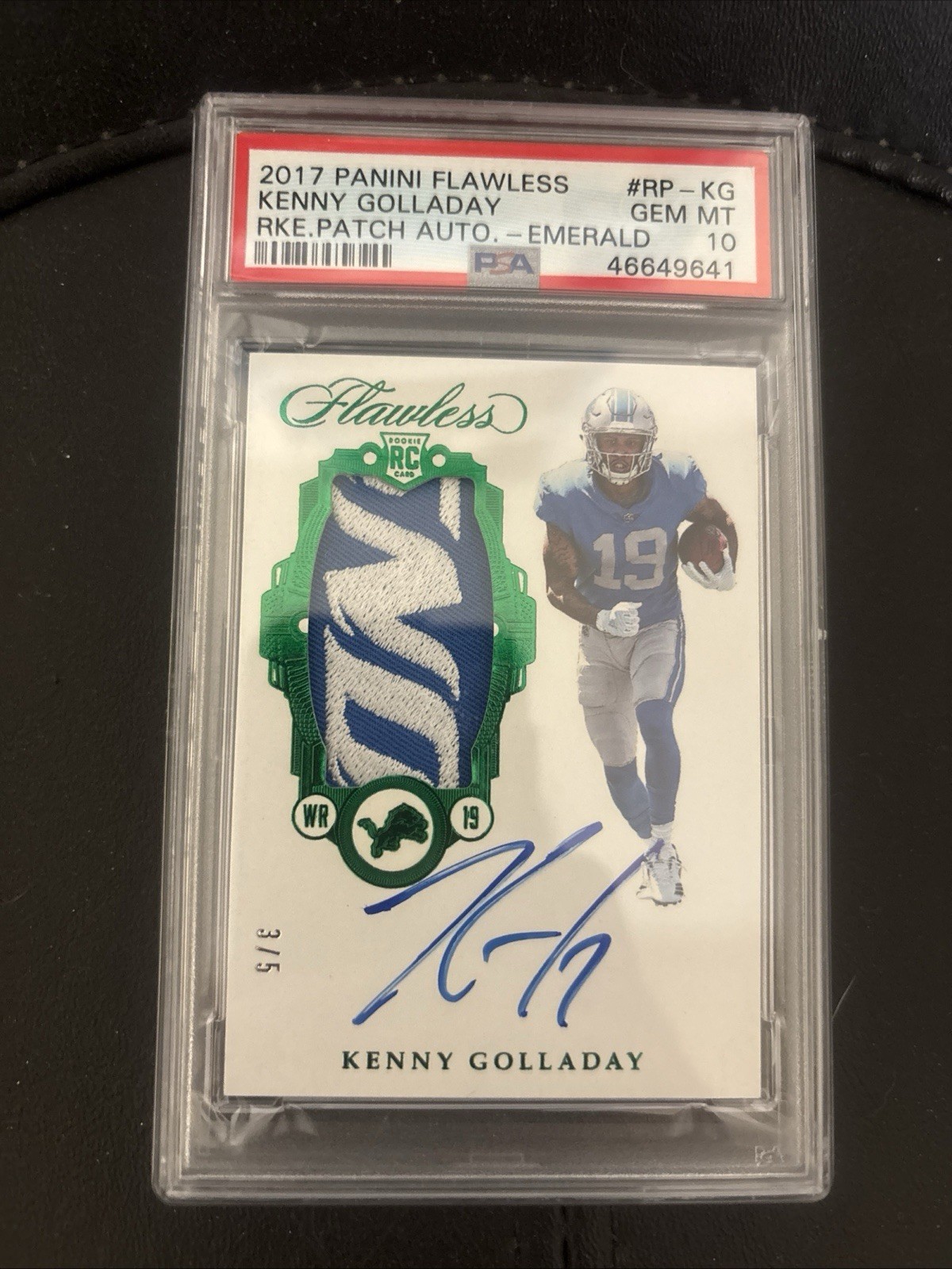 Kenny Golladay Panini Flawless Rookie Patch Autograph #RPKG Emerald