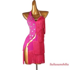 Latin Dance Dress Salsa Tango Cha Cha Ballroom Rhinestone Competition Dress F703