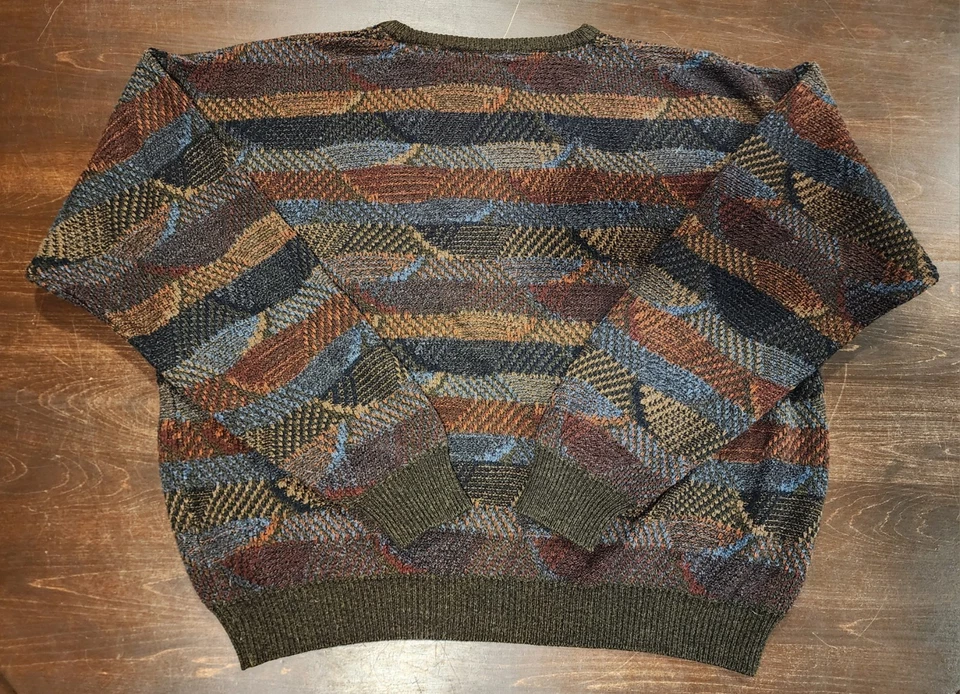 Suéter tejido multicolor vintage años 90 Gianfranco Ruffini Italia para hombre talla L Foto 2 de 4
