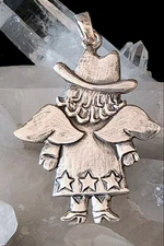 VTG Jeep Collins  Sterling Silver Detailed Western COWGIRL ANGEL Pendant RETIRED