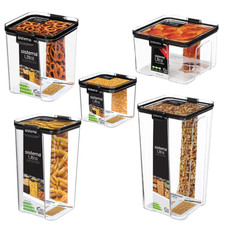 Sistema Tritan Ultra Square Food Storage Clear Black Airtight Kitchen Container