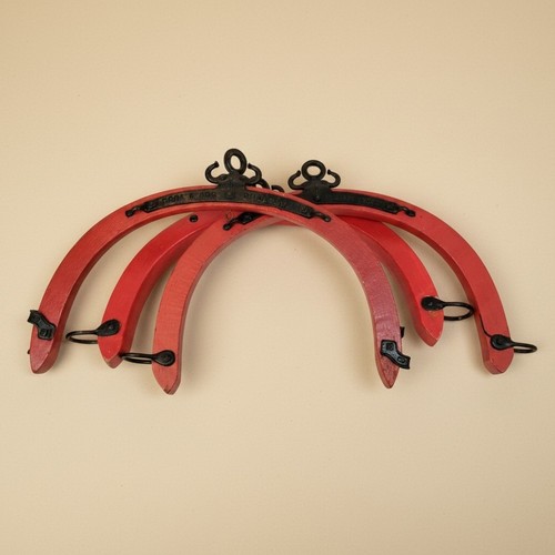 3 1895 Louden Horse Drawn Harness Whiffle Tree Yoke Farm Decor Painted Red Set