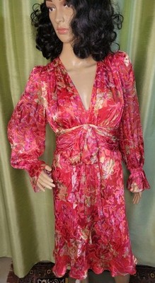 Luisa Spagnoli floral burnout silk/rayon dress sz 46 NWOT made in Italy boho 