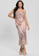 GUESS Women Akilina Sleeveless Long Dress Pink Orange Size L MSRP $138