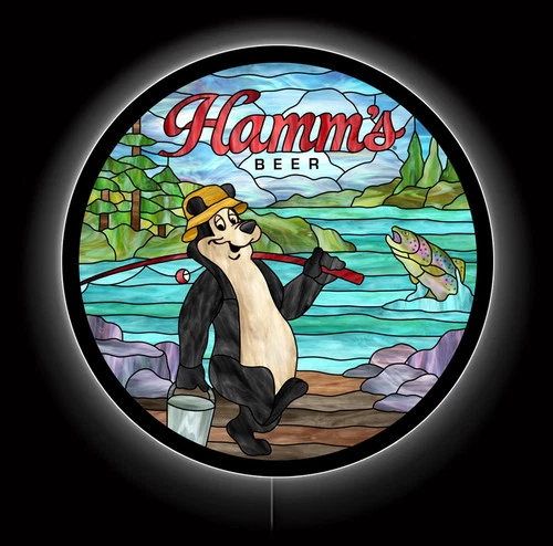 Hamm's Beer Bear LED Sign, Fishing, Vintage, Bar, Man Cave, Memorabilia Decor