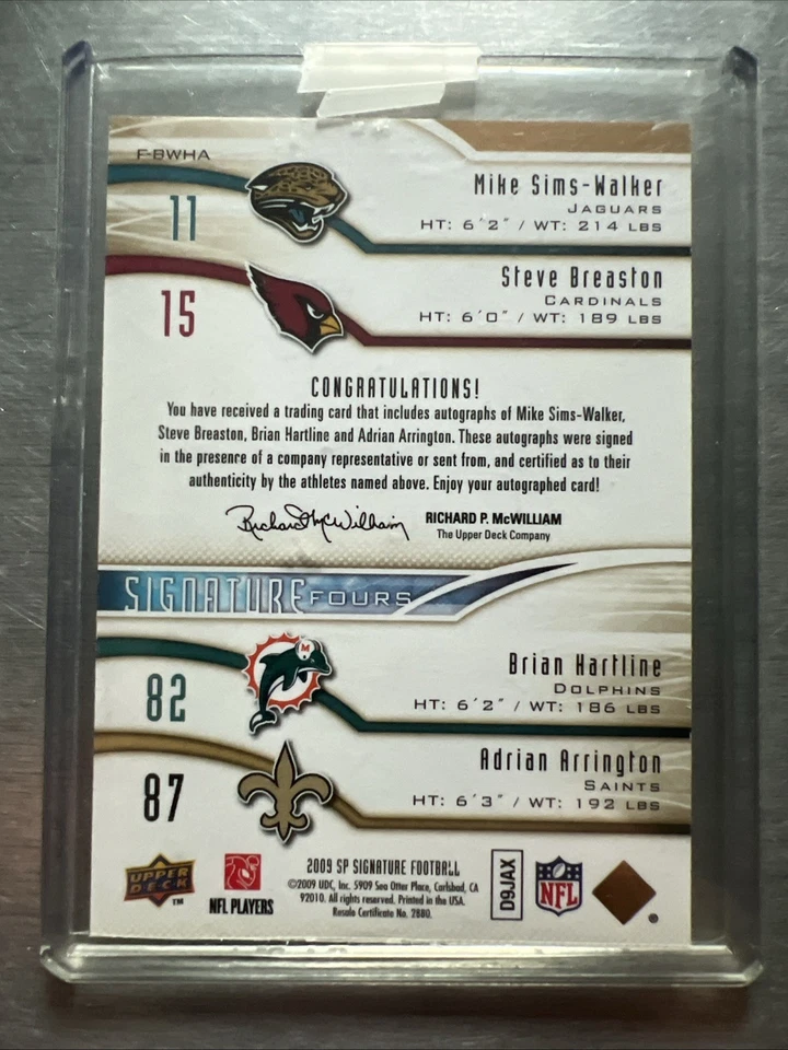 2009 SP Signature Fours /35 Sims-Walker/Breaston/Hartline/Arrington 🔥INVEST🔥📈 - Image 2 of 2