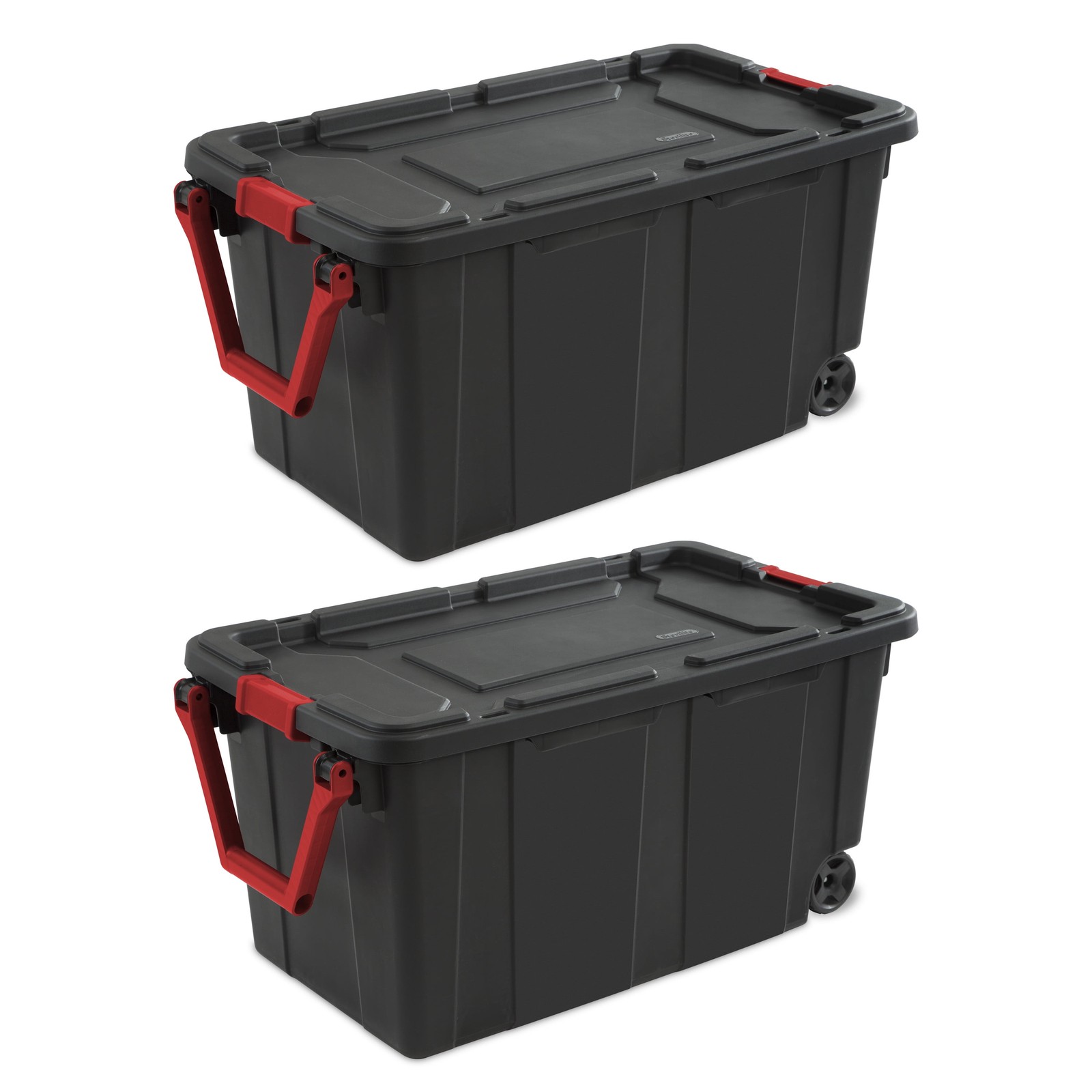 2PCS Sterilite 40-Gallon Black Wheeled Storage Tote Large Rolling Bin  