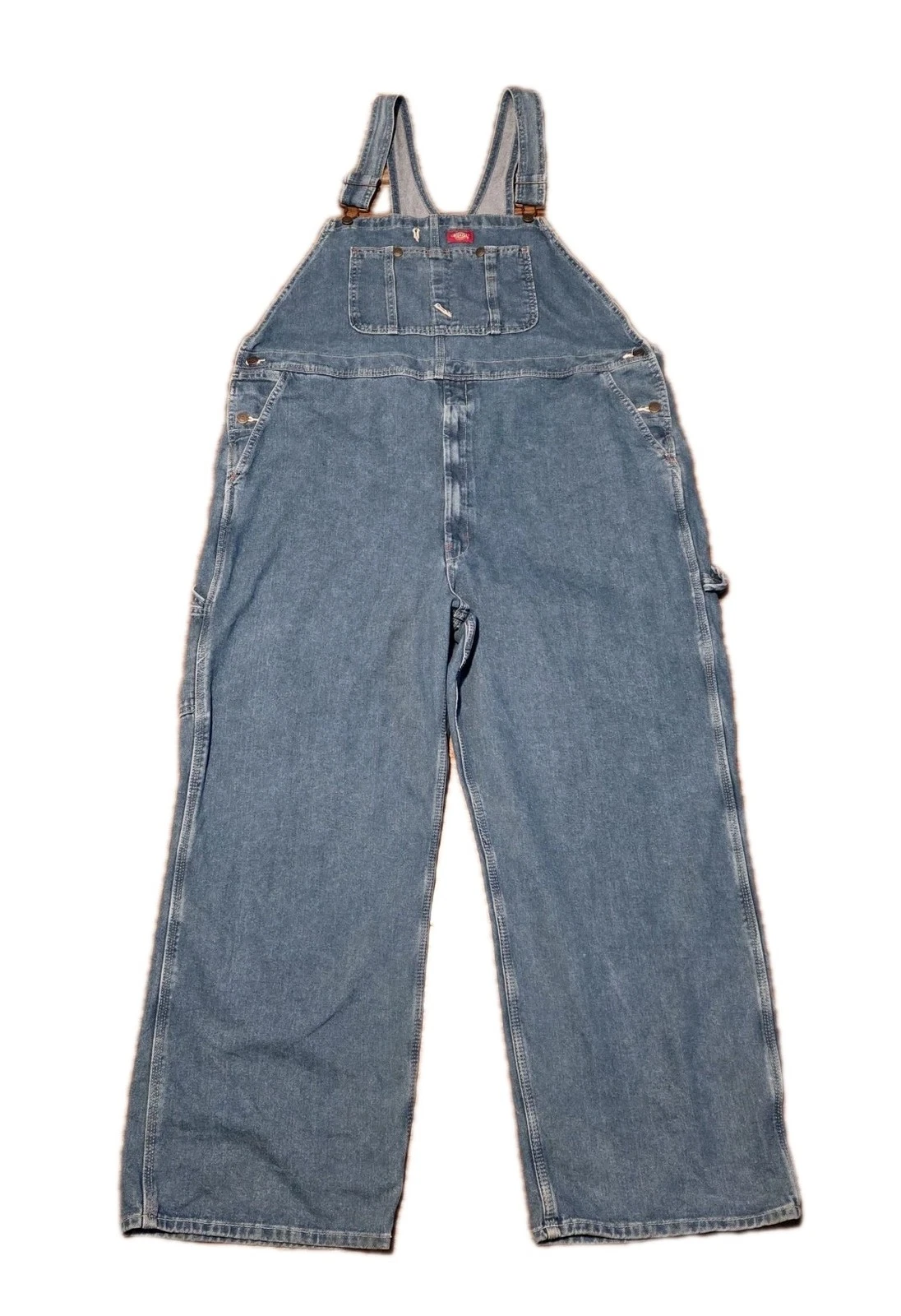 Dickies Men’s 44x32 Denim Bib Overalls Blue Jeans Workwear Carpenter Farm