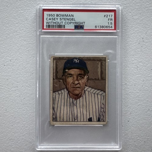 Casey Stengel [Without Copyright] #217 1950 Bowman card
