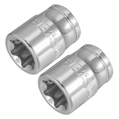 2Pcs 3/8-Zoll Laufwerk E18 externe Torx flache Buchse Cr-V Stahl