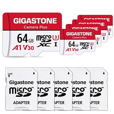Gigastone 64GB Speicherkarte 5er Pack Karten, Kamera plus seriell, Geschwindigkeit bis zu