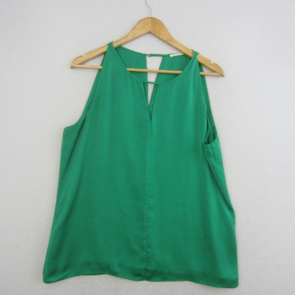 Jane Lamerton Top Womens 16 Green Sleeveless Blouse Casual Work Coastal Resort