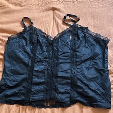 Vintage Women  s Black Solid Lace Trim Camisole Tank Top with adjustable Straps