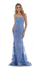 Morrell Maxie Embroidered Gown style  16343 in Periwinkle