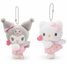 Set of 2 Kitty Cat Melody Plush Keychain Key Charm Angel Heart Dream Bag Toy
