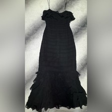 Casadei Vintage VTG Black Chiffon Rufflle Mermaid Evening Formal Gown Dress 8