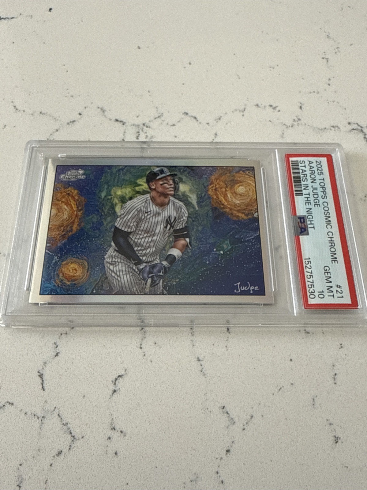 2025 TOPPS COSMIC CHROME AARON JUDGE PSA 10 #STN-21 STARS IN THE NIGHT SP 8851 view 2