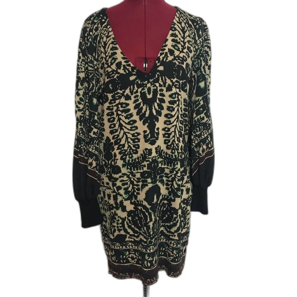 Vestido Suéter Free People Música y Letras Para Mujer Talla Mediana Mini Cuello en V Foto 3 de 4