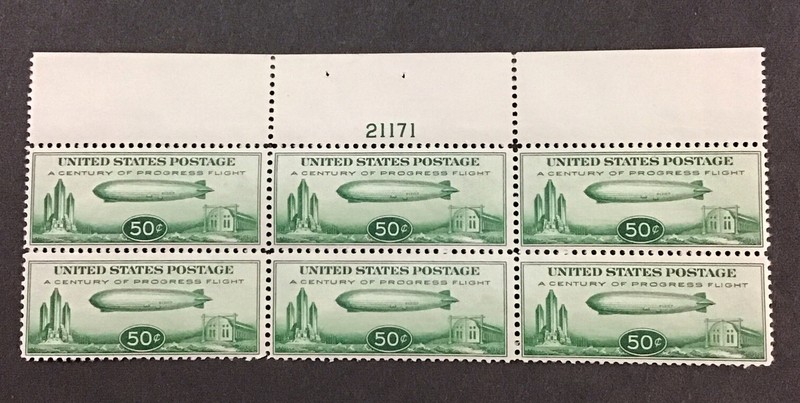 US 1933 VF-XF MNH Sc #C18 PLATE BLOCK OF 6,   (ED)