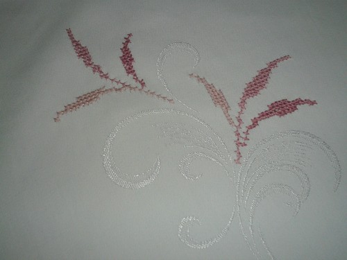 Super centrotavola damascato 106 cm / 106 cm fatto a mano ottimo shabby chic - Foto 3 di 12