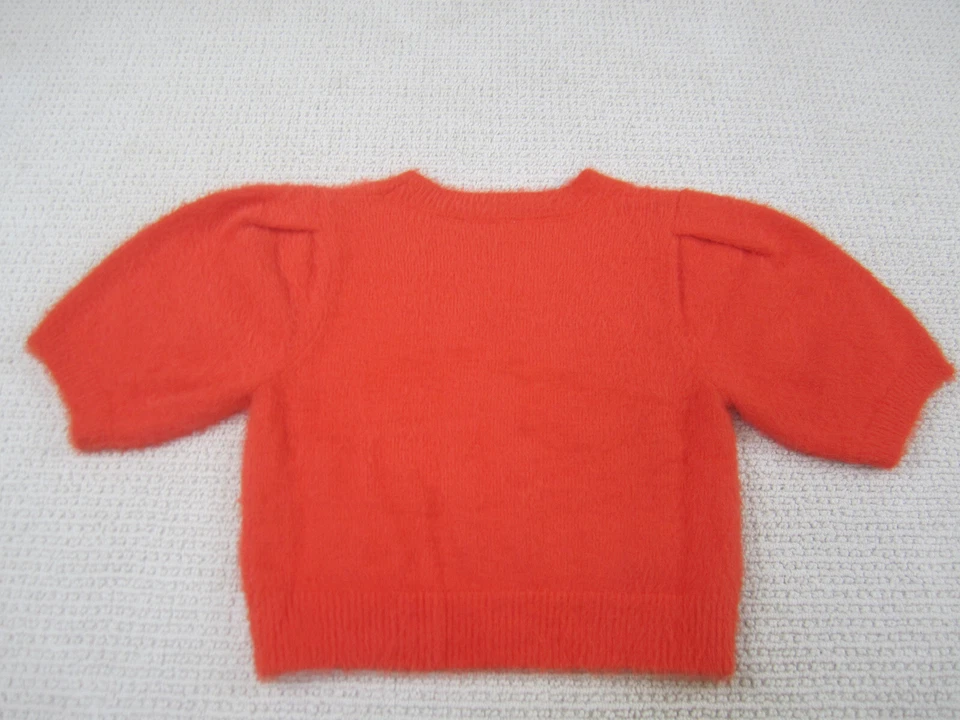 Suéter mediano para mujer mediano naranja manga corta recortado nailon acrílico suave top Foto 4 de 4