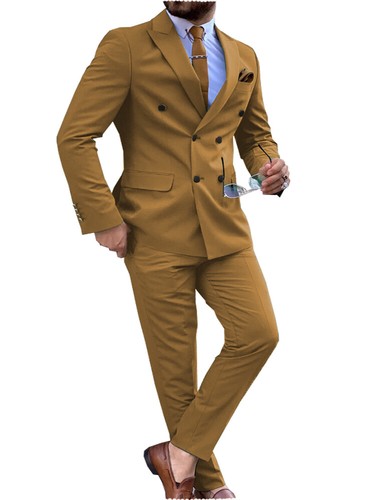 Men 2 piece Suit Double Breasted Groom Bestman Wedding Tuxedo Size 42r 44r 46r - Picture 14 of 34