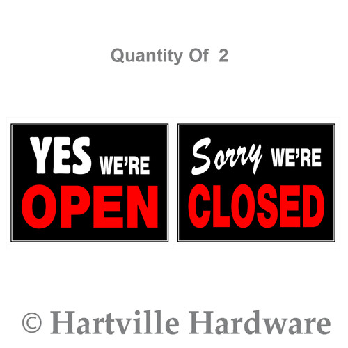 Hillman Group 15in.x19in. Plastic YES WE'RE OPEN/SORRY WE'RE CLOSED Sign (QTY 2) 840046