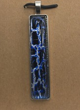 Handmade Antique Silver Hand Painted Glass Pendant 2  Rectangle Bar New 2254