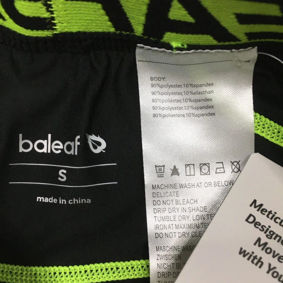 NUEVO CON ETIQUETAS BALEAF Mujer Talla Pequeña Negro Verde Neón Pull On Acolchado Ciclismo Pantalones Cortos Foto 2 de 4