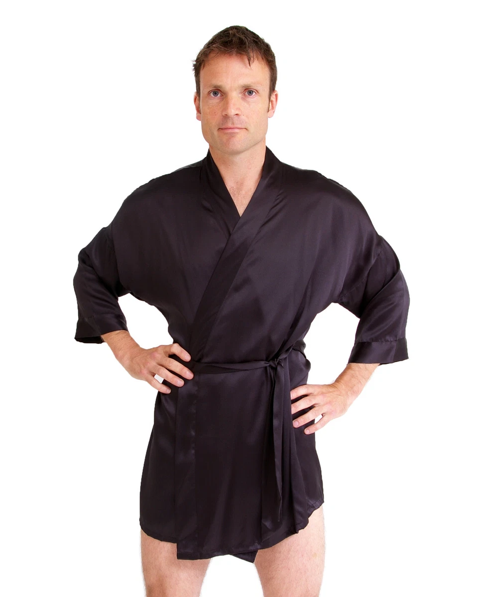 Mens short silk kimono robe clearance