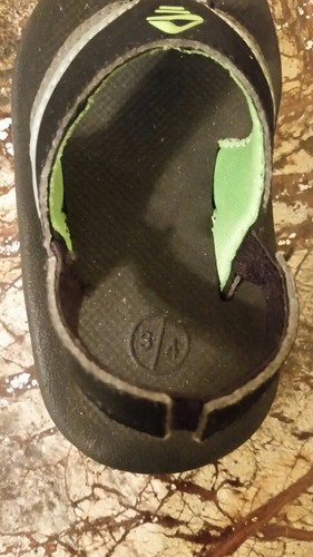 Cute Reef Kids Slap II Sandals, Toddler Size 3/4, Black/Green Boy's or Girl's - Picture 6 of 7