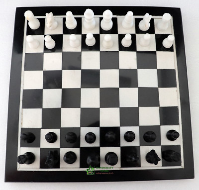 Marble Chess Board Black with Chess figure & stand For Home and Office