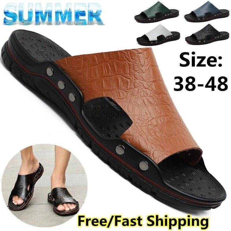 Men's Leather Summer Sandals Outdoor Beach Shoes Non-Slip Light Soft Hot Sale Us