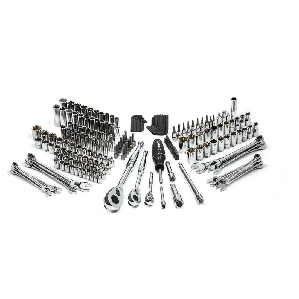 Husky Mechanics Tool Set Ratchet Socket Spark Plug Hand Tools 194 Piece Steel