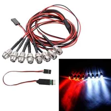 4/6/8 LED Light Kit White Red Headlight with 3CH Lamp Control Panel for 1/10 RC