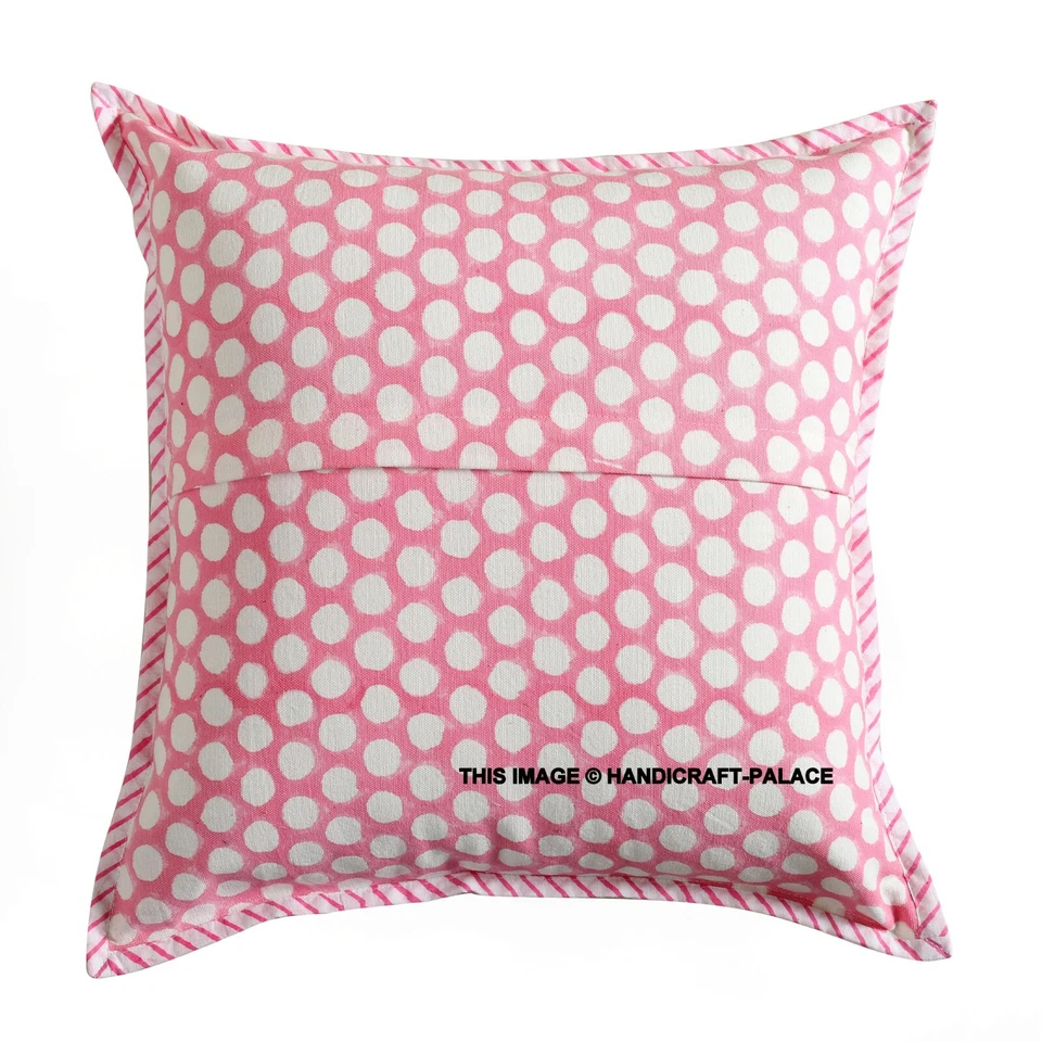 2 PCs Indian Canvas Polka Dot Print Pillow Case Home Decor Cushion Cover 16"x16" - Image 3 of 3