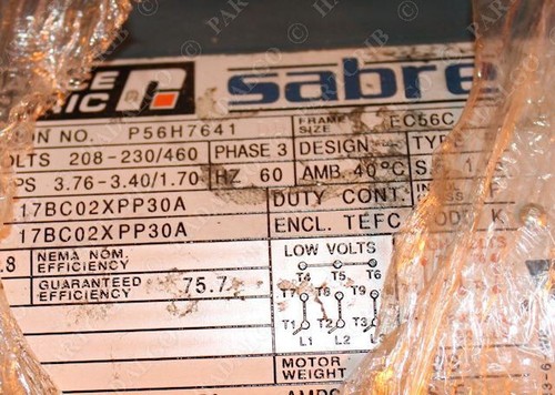 Reliance Electric Sabre P56H7641 AC Motor 1HP 460V 1800RPM NEW - Picture 4 of 5